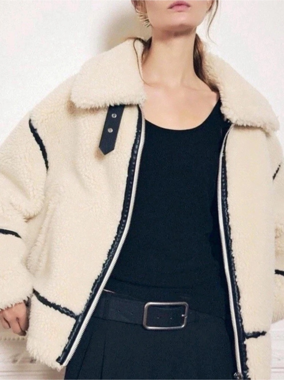Zara Faux Shearling biker Jacket